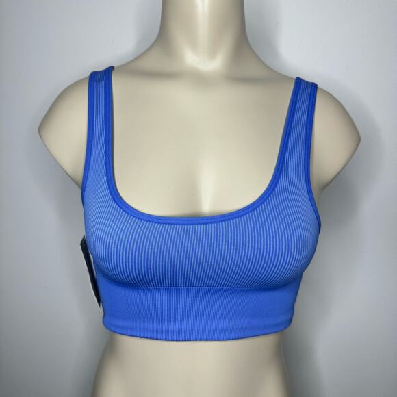 Outdoor Voices Women's Size XXS Seamless Ribbed Knit Longline Bra Blue NWT - Picture 2 of 9